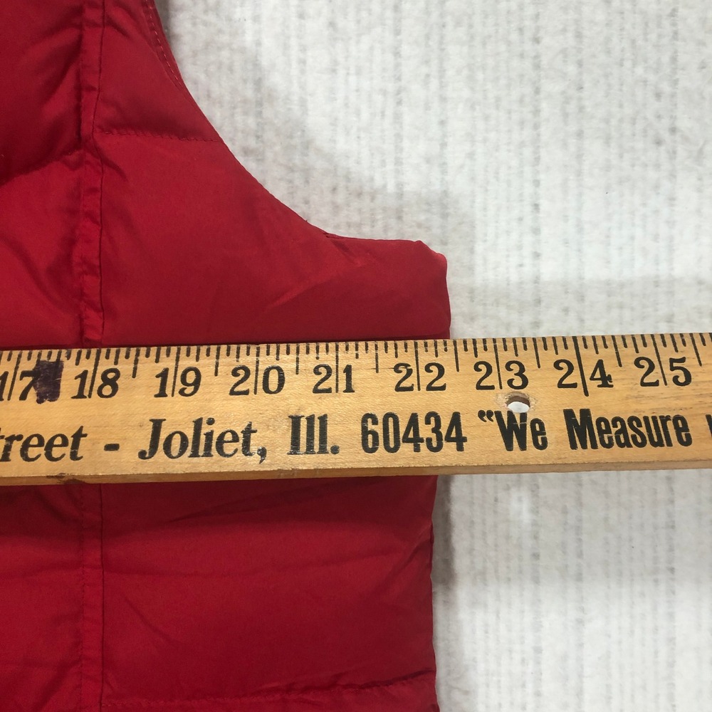 Lands' End Mens Red Down Puffer Vest Chevron Quilted Full Zip Size L 14-16 - Picture 8 of 8
